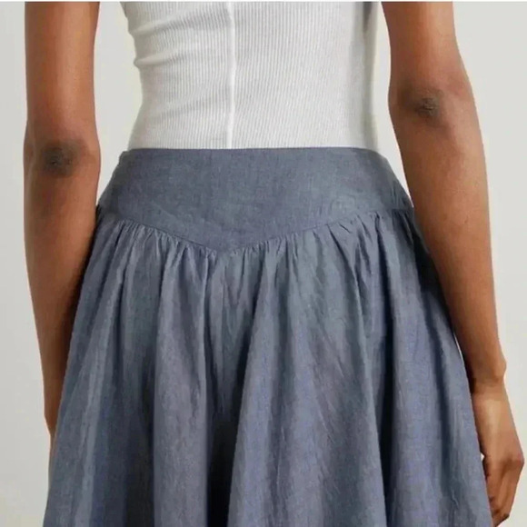 NWT Batsheva Shirley Broderie Anglaise Cotton-Chambray Skirt 6 - Picture 4 of 7